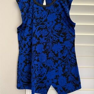 MICHAEL Michael Kors Blue and Black Floral Top